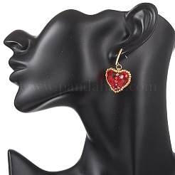 Heart Glass Dangle Stud Earrings&nbsp;EJEW-MZ00675