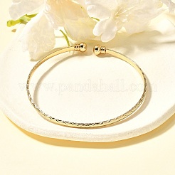 Perfect Design Real 18K Gold Plated Brass Torque Cuff Bangle&nbsp;BJEW-EE0001-05