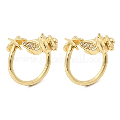 Brass Micro Pave Clear Cubic Zirconia Cuff Open Rings&nbsp;RJEW-C164-07G