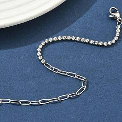304 Stainless Steel Paperclip Chain & Rhinestone Cup Chains  Bracelets for Women&nbsp;BJEW-D456-06P