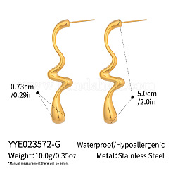 304 Stainless Steel Wavy Dangle Earrings for Women&nbsp;XZ4917-1