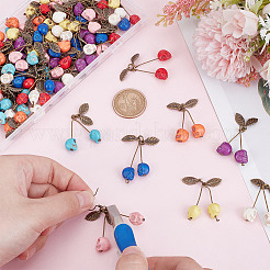 64Pcs 8 Colors Dyed Synthetic Turquoise Skull Cherry Pendants&nbsp;PALLOY-AR00020