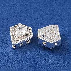 Brass Micro Pave Clear Cubic Zirconia Beads&nbsp;KK-S389-28S