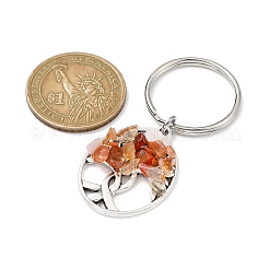 Natural Carnelian Chip & Alloy Tree of Life Pendant Keychain&nbsp;KEYC-JKC00648-04