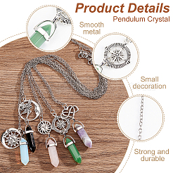 5Pcs 5 Style Glass Imitation Gemstone Bullet Pendant Necklaces Set&nbsp;NJEW-GA0001-04