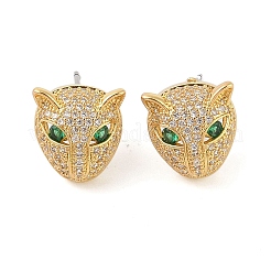Brass Micro Pave Clear Cubic Zirconia Stud Earrings for Women&nbsp;EJEW-G402-02G