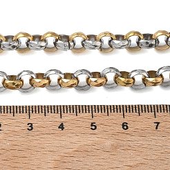 7MM Two Tone 304 Stainless Steel Rolo Chain Necklaces for Women Men&nbsp;NJEW-Z115-01GP