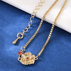 Mother's Day Brass Micro Pave Cubic Zirconia Birthday Flower Link Bracelets&nbsp;BJEW-U031-01G-01