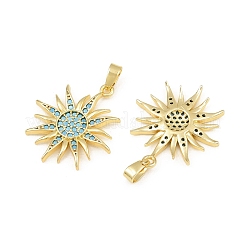 Brass Micro Pave Sky Blue Cubic Zirconia Pendants&nbsp;CU-CBAA571-08G