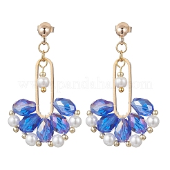 Fan Glass Dangle Stud Earrings&nbsp;EJEW-MZ00674-03
