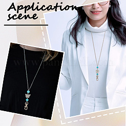 6Pcs Alloy & Synthetic Turquoise Retractable Badge Reel with Chains&nbsp;HJEW-SC00101