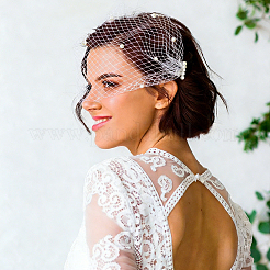 Vintage Polyester Rhinestone Mesh Face Veils for Women&nbsp;AJEW-WH0609-840