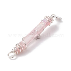 3Pcs 3 Styles Electroplated Natural Quartz Crystal Pointed Copper Wire Wrapped Pendants&nbsp;PALLOY-JF03767-05