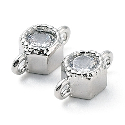 Rack Plating Brass Pave Clear Cubic Zirconia Connector Charms&nbsp;KK-C035-02P