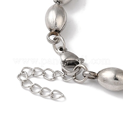 Non-Tarnish 304 Stainless Steel Rice Beaded Bracelets for Women&nbsp;BJEW-B092-06P