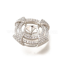 Brass Micro Pave Cubic Zirconia Button Cabochon Settings&nbsp;KK-M312-32P