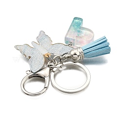 26Pcs Transparent Epoxy Resin & Transparent Acrylic & Faux Suede Tassel Keychain&nbsp;KEYC-JKC01202-16