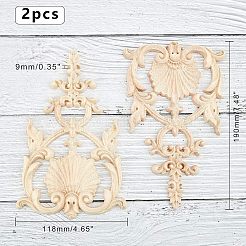 Natural Solid Wood Carved Onlay Applique Craft&nbsp;WOOD-FH0001-20