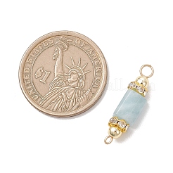 Natural Aquamarine with Electroplate Synthetic Non-magnetic Hematite Faceted Column Connector Charms&nbsp;PALLOY-JF04855