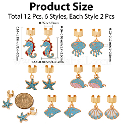 12Pcs Ocean Themed Alloy Enamel Pendant Decorations&nbsp;FIND-CP0003-51