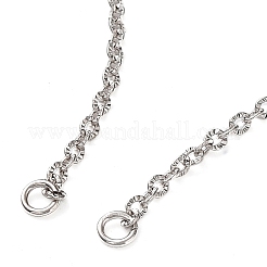 Rhodium Plated 925 Sterling Silver Textured Link Chain Necklaces Making&nbsp;STER-B001-04P