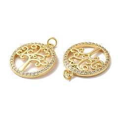 Rack Plating Brass Micro Pave Clear Cubic Zirconia Pendants&nbsp;KK-F853-09G