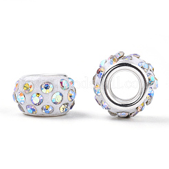 Polymer Clay Rhinestone European Beads&nbsp;CPDL-T001-05