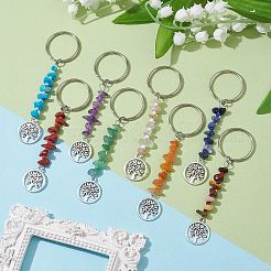 8Pcs Tree of Life Tibetan Style Alloy Pendant Keychains&nbsp;KEYC-JKC00688