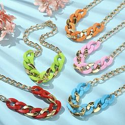 Acrylic & Aluminum Curb Chain Necklace&nbsp;NJEW-JN04554