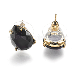 Natural Obsidian Stud Earrings&nbsp;X-EJEW-L196-03G