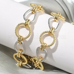 Two Tone Brass Twisted Ring Link Chain Necklaces&nbsp;KK-C251-34GP