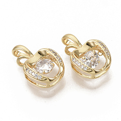 Brass Micro Pave Clear Cubic Zirconia Pendants&nbsp;ZIRC-T011-16G-NF