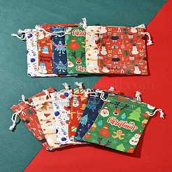 12Pcs 6 Styles Christmas Theme Cloth Printed Storage Bags&nbsp;ABAG-FS0001-09