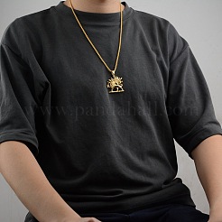 Lion and Sun 304 Stainless Steel Pendant Box Chain Necklaces&nbsp;FS-WG8084C-01
