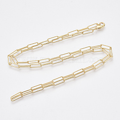 Brass Round Oval Paperclip Chain Necklace Making&nbsp;MAK-S072-04B-G