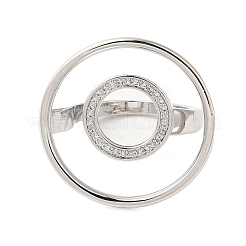 Ring Brass Micro Pave Clear Cubic Zirconia Open Cuff Rings for Women&nbsp;RJEW-A046-15P