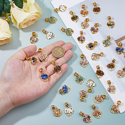 36Pcs 9 Styles Natural Mixed Gemstone Chip Tree Pendants&nbsp;PALLOY-FH00138