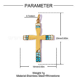 304 Stainless Steel with Light Sapphire Rhinestone Pendants&nbsp;RB-OY001-27G
