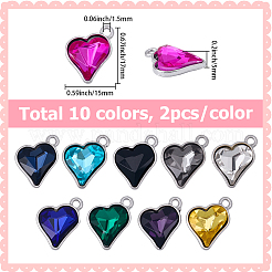 20Pcs 10 Colors Alloy Glass Pendants&nbsp;FIND-BM0001-18