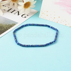Faceted Rondelle Natural Lapis Lazuli Bead Stretch Bracelets&nbsp;BJEW-JB06383-08
