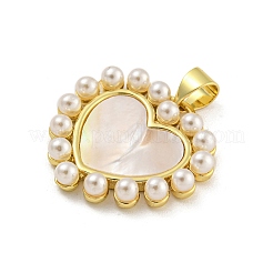 Rack Plating Brass Pave Natural Shell Pendants&nbsp;KK-G513-30G