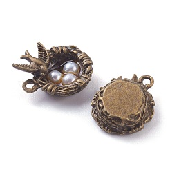 Antique Bronze Plated Light Grey Pearl Alloy Pendants&nbsp;PALLOY-Z001-01