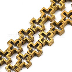 Electroplated Natural Lava Rock Beads Strands&nbsp;G-K388-02E