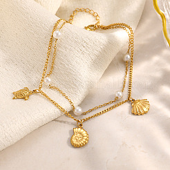 Ocean Shell Shape & Turtle Charm Anklets&nbsp;WG11FAC-01