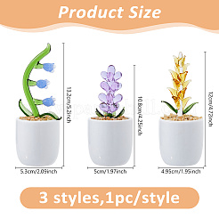3Pcs 3 Styles Lampwork Flower Display Decoration&nbsp;DJEW-DC0001-16A