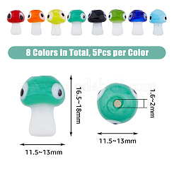 40Pcs 8 Colors Handmade Evil Eye Lampwork Beads&nbsp;LAMP-DC0001-17