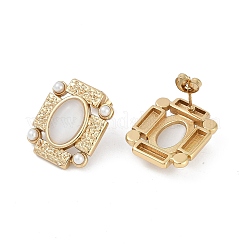 Ion Plating(IP) 304 Stainless Steel Rectangle Stud Earrings&nbsp;EJEW-Z068-30G-02