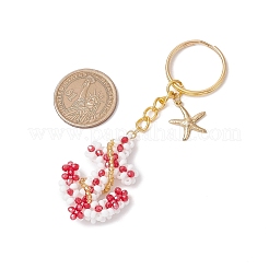 2Pcs Iron Glass Seedbead Keychain&nbsp;KEYC-MZ00034