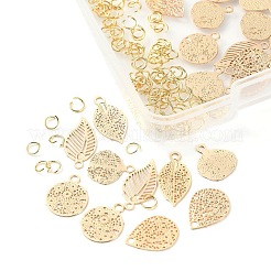 50Pcs Rack Plating Brass Filigree Charms&nbsp;KKC-YW0001-01