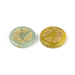 Baking Paint and Golden Metal Enlaced Glass Beads&nbsp;DGLA-T004-32M